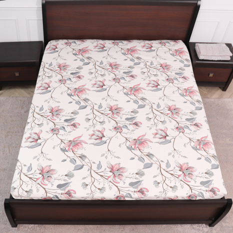 Простирадло на резинці (160*200*25) біла з квітковим принтом №660755