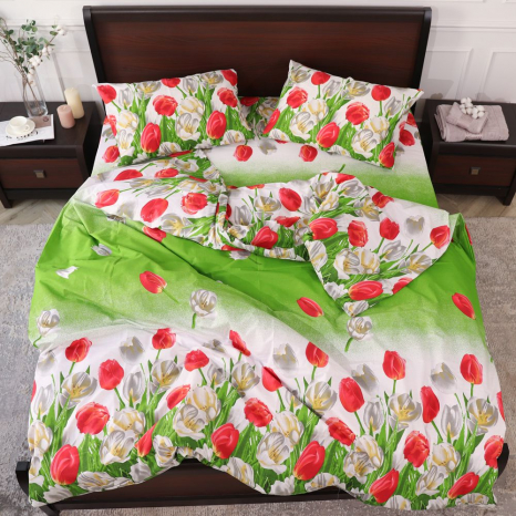 Ткань для постельного белья Бязь "Gold" Lux "Тюльпаны" GL022