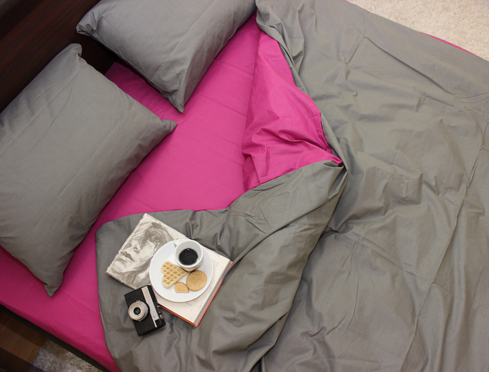 Двоспальний набір однотонної постільної білизни 180*220 із Бязі "Gold" №151724AB Черешенька™