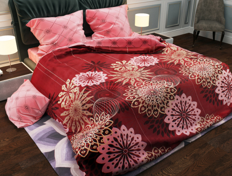 Ткань для постельного белья Бязь "Gold" Lux "Абстрактный принт (красный)" GL849A