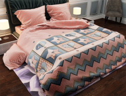 Полуторний набір постільної білизни 150*220 із Бязі "Gold" №157402AB Черешенка™