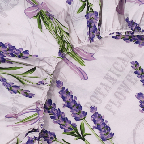 Простирадло на резинці (90*200*25) біле з квітковим принтом №668382