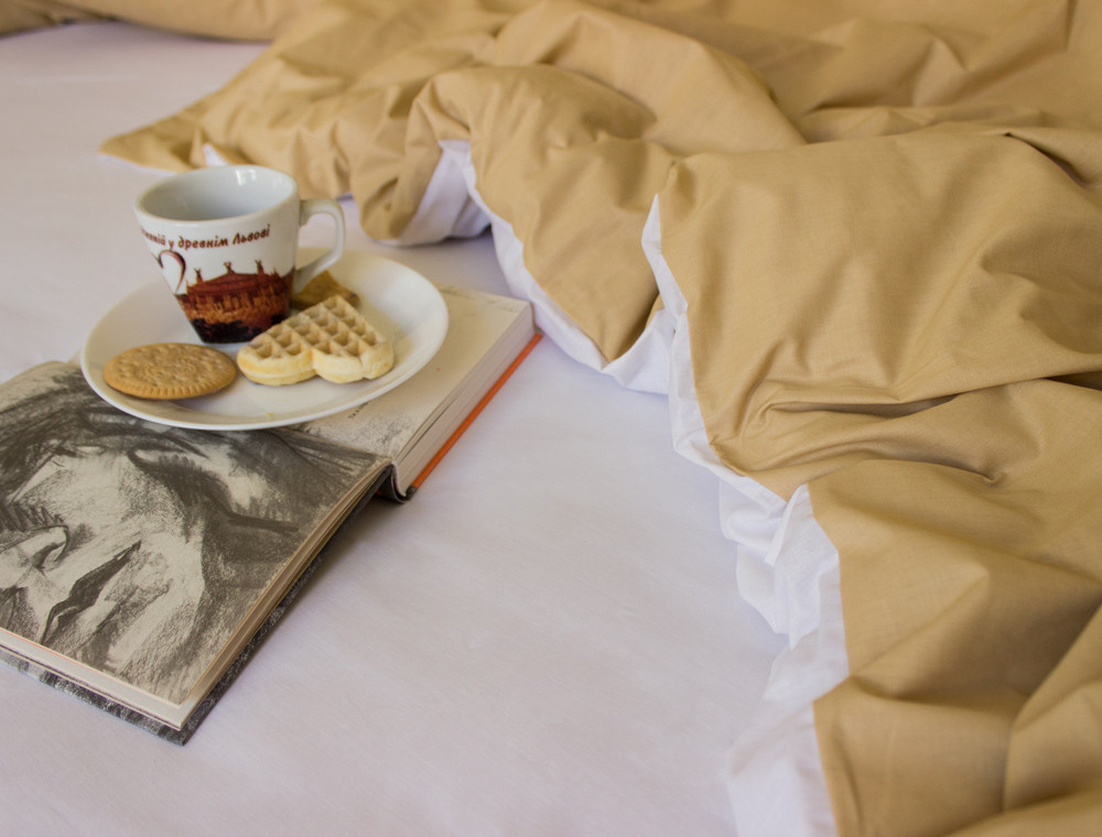 Двоспальний набір однотонної постільної білизни 180*220 із Бязі "Gold" №15761AB Черешенька™