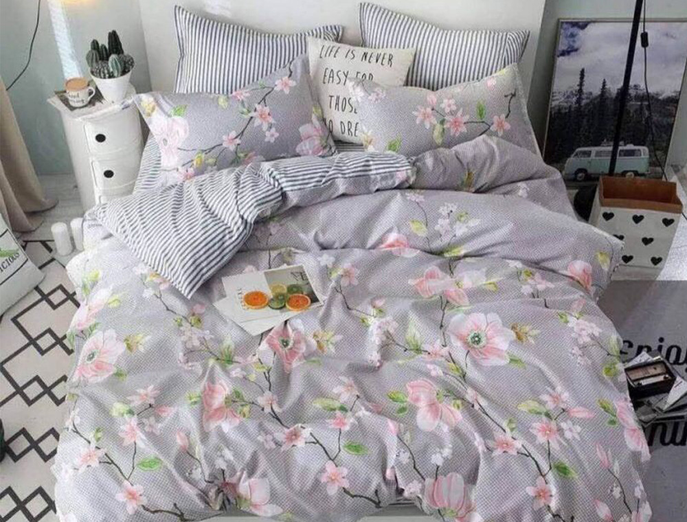 Двоспальний набір постільної білизни 180*220 із Сатину №1917AB Черешенка™