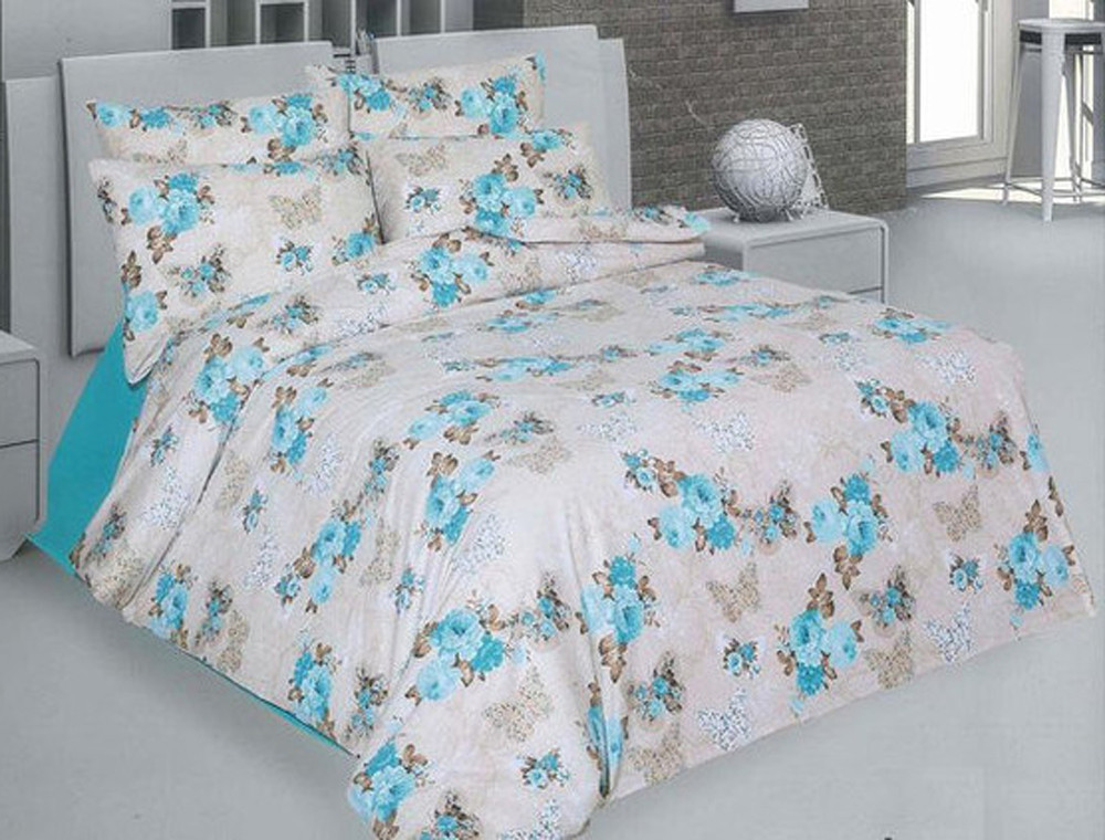 Тканина для постільної білизни Бязь "Gold" "Подорож серед троянд" GLL2070TURQUOISE