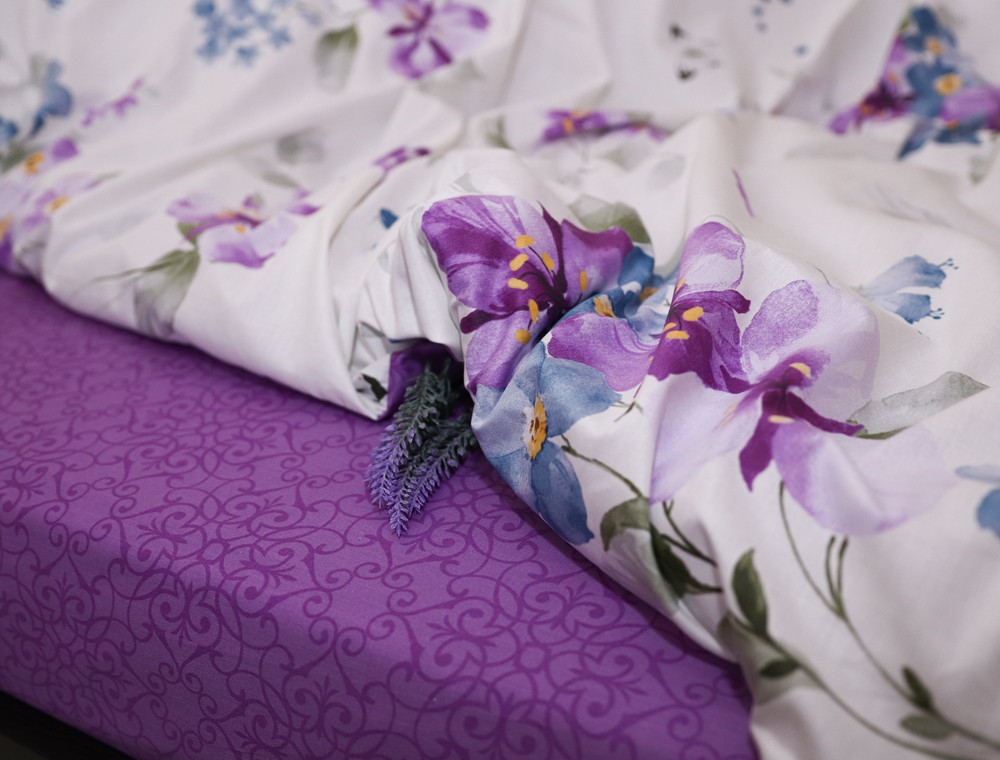 Полуторный набор постельного белья 150*220 из Сатина №026AB Черешенка™