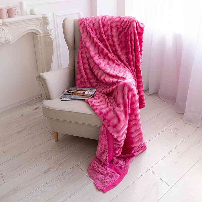 Двостороннє евро-максі покривало-плед "норка" (230*200) - рожеве