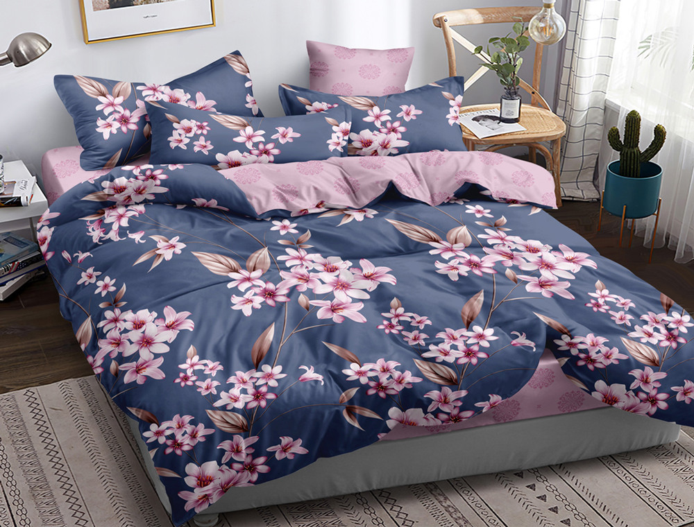 Двоспальний набір постільної білизни 180*220 із Сатину №123AB Черешенка™