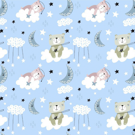 Ткань для постельного белья Фланель (байка) детcкая FLB1053blue