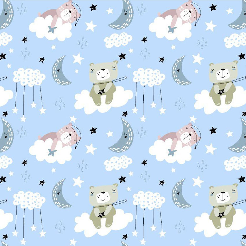 Ткань для постельного белья Фланель (байка) детcкая FLB1053blue