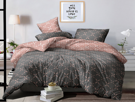 Полуторный набор постельного белья 150*220 из Сатина №44233AB Черешенка™