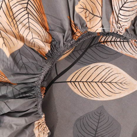 Простирадло на резинці (90*200*25) сіре з рослинним принтом №668207