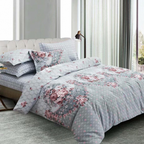 Тканина для постільної білизни Бязь "Gold" Lux "Вінок із квіток" GL1626 (A+B) - (50м+50м)