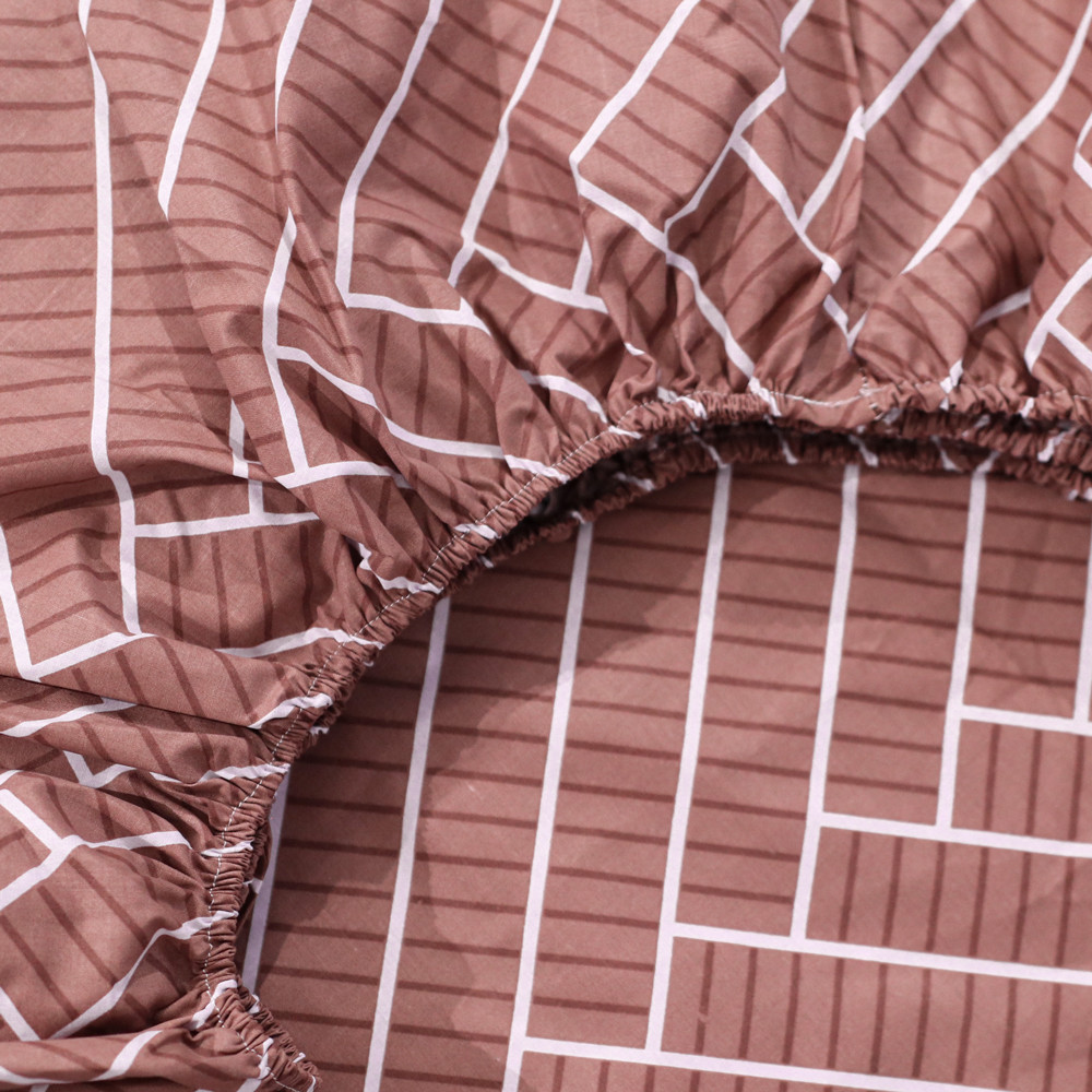 Простирадло на резинці (90*200*25) коричнева геометрія №661707