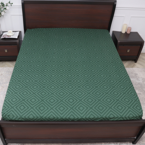 Простирадло на резинці (160*200*25) темно-зелений ромб №134