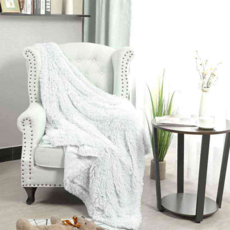 Євро-максі покривало-плед "травка" (240*220) - біле