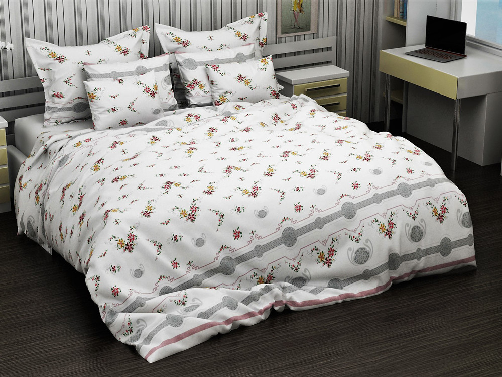 Ткань для постельного белья Бязь "Gold" "Цветочная тропа (красная)" GLL2829red