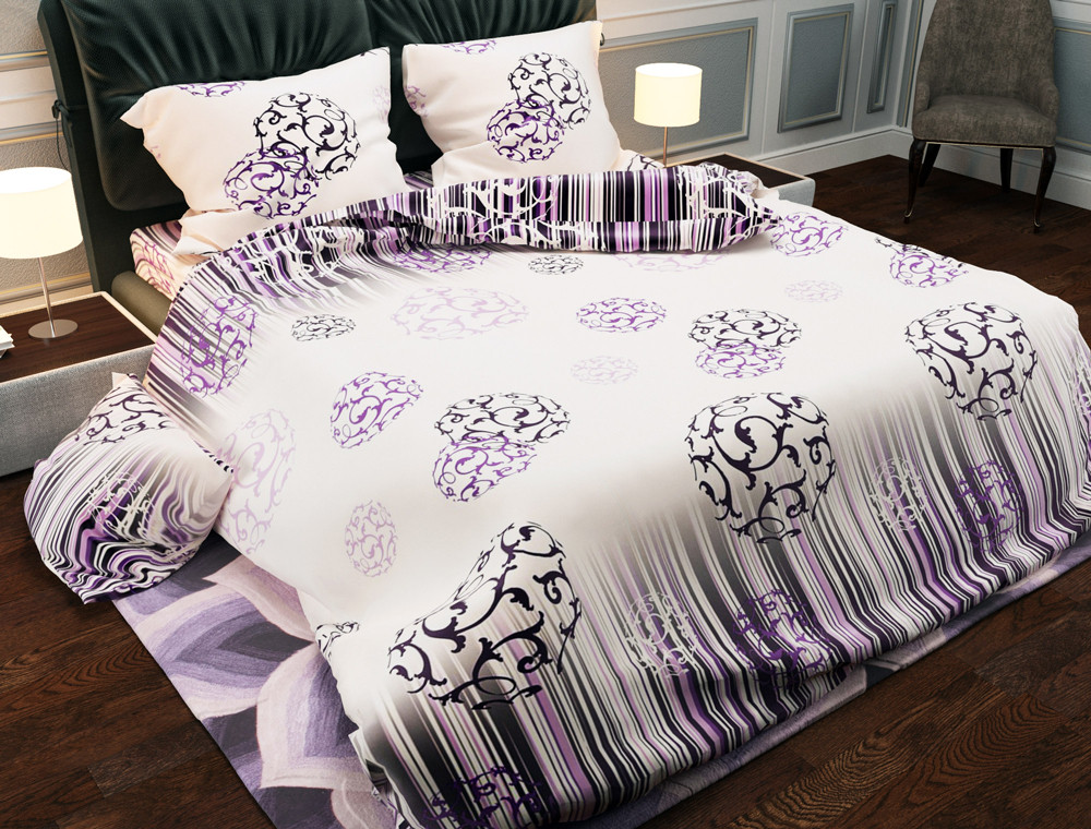 Ткань для постельного белья Бязь "Gold" Lux "Геометрический (фиолетовый)" GL835