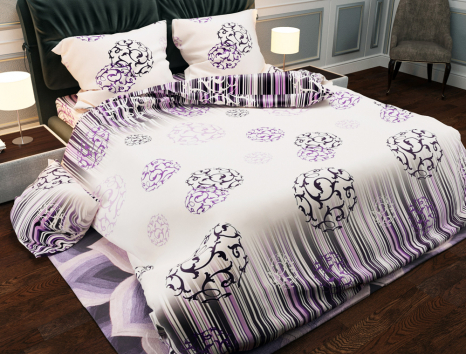 Ткань для постельного белья Бязь "Gold" Lux "Геометрический (фиолетовый)" GL835