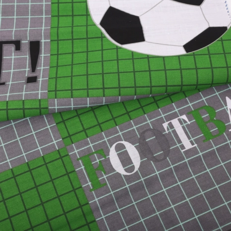 Ткань для постельного белья Бязь "Gold" Lux детская "Футбол" GLB7282green