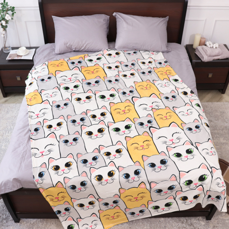 Плед с 3D-принтом 135*160 "Оранжевые Кошки" №20222335