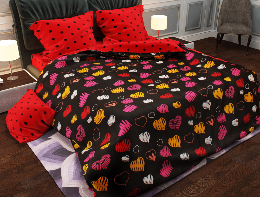 Полуторний набір постільної білизни 150*220 із Бязі "Gold" №157438AB Черешенка™