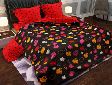 Полуторний набір постільної білизни 150*220 із Бязі "Gold" №157438AB Черешенка™