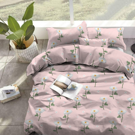 Ткань для постельного белья Бязь "Gold" Lux "Белая ружа (Розовый)" GL4016