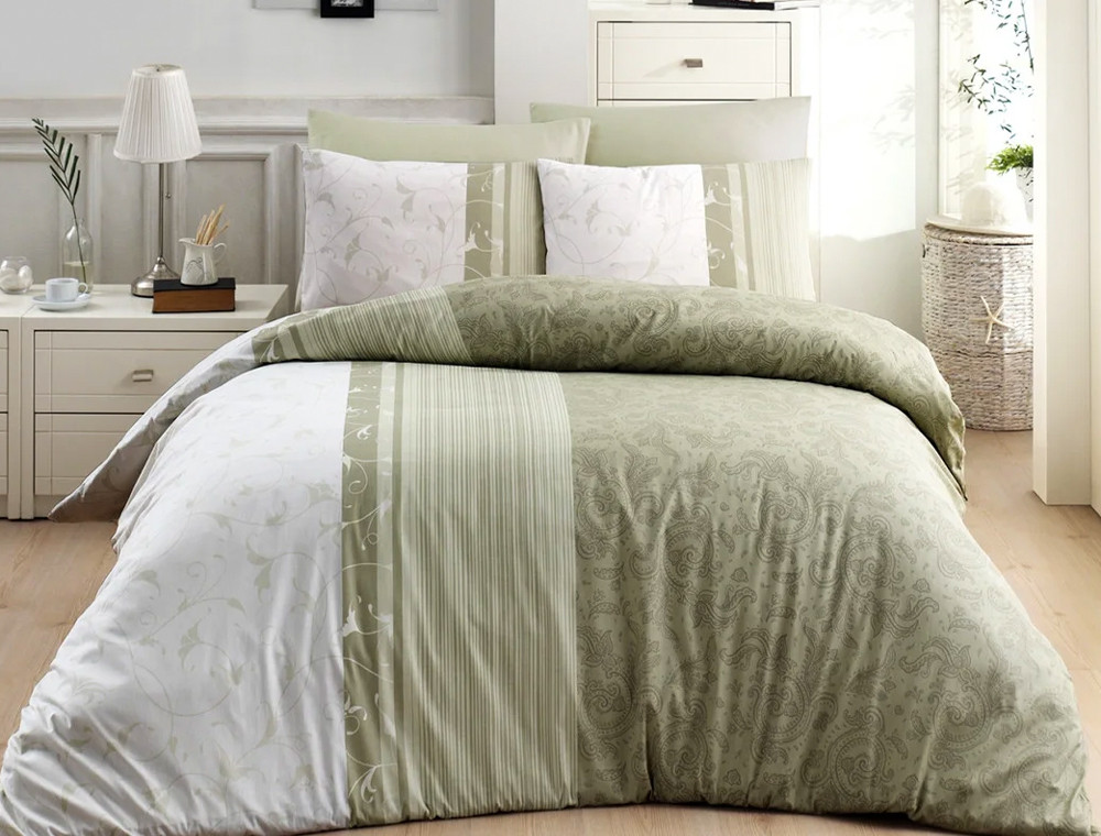 Полуторний набір постільної білизни 160*220 із Ранфорсу Peitra Yesil First Choice™