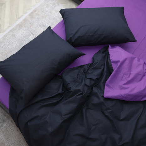 Сімейний набір однотонної постільної білизни із Бязі "Gold" №151566AB Черешенка™