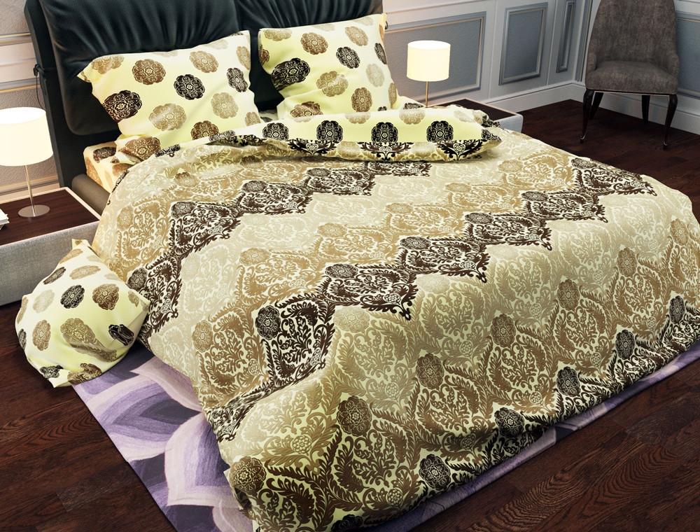 Тканина для постільної білизни Бязь "Gold" Lux "Абстрактний принт (жовтий)"( GL809 (A+B) - (50м+50м)