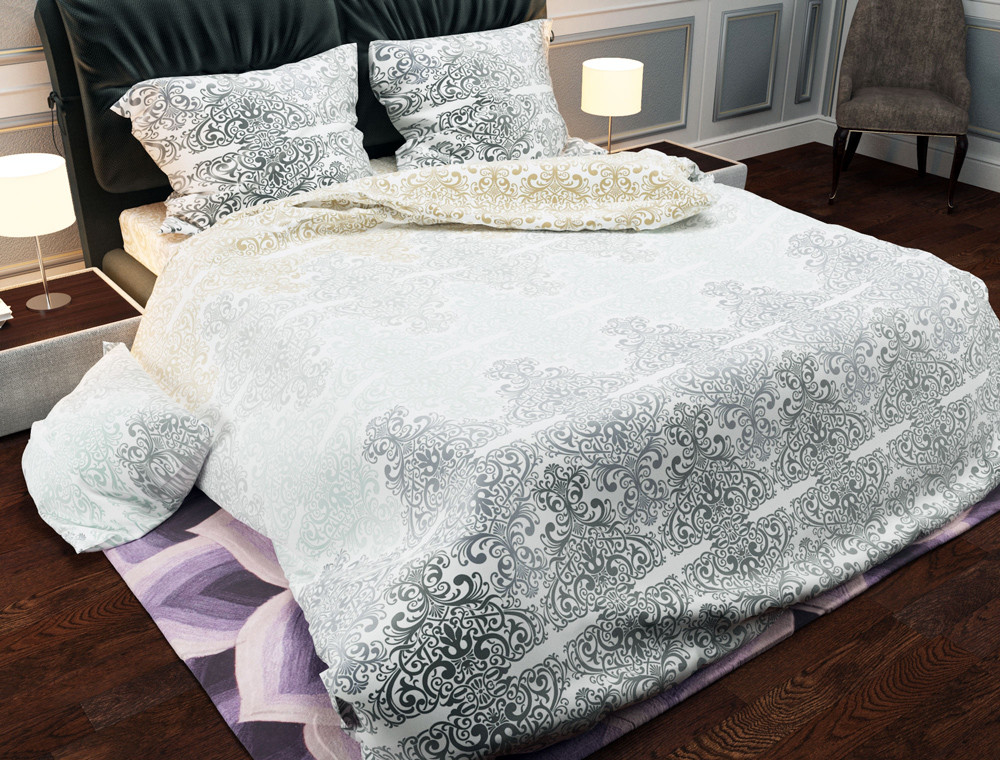 Тканина для постільної білизни Бязь "Gold" Lux "Великий вензель" GL2974