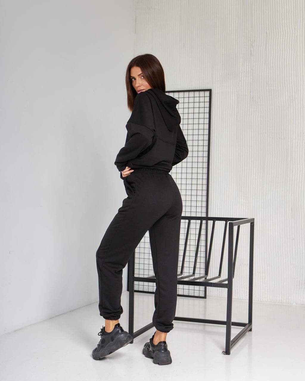 Жіночий спортивний костюм з капюшоном (Розмір S) чорний №20222160