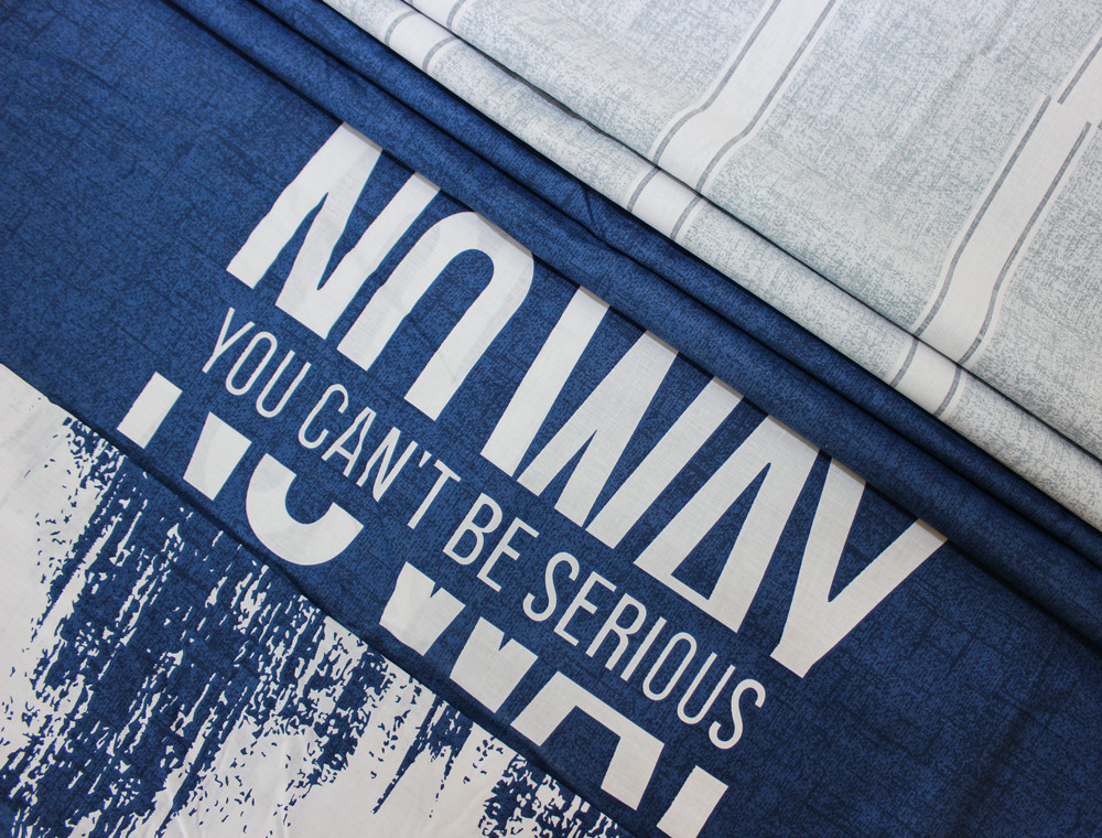 Тканина для постільної білизни Бязь "Gold" Lux "Урбаністичний принт (синій)" GL1335 (A+B) - (50м+50м)