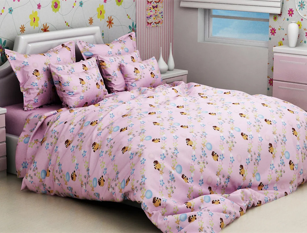 Тканина для постільної білизни Бязь "Gold" Lux дитяча GLB3007pink