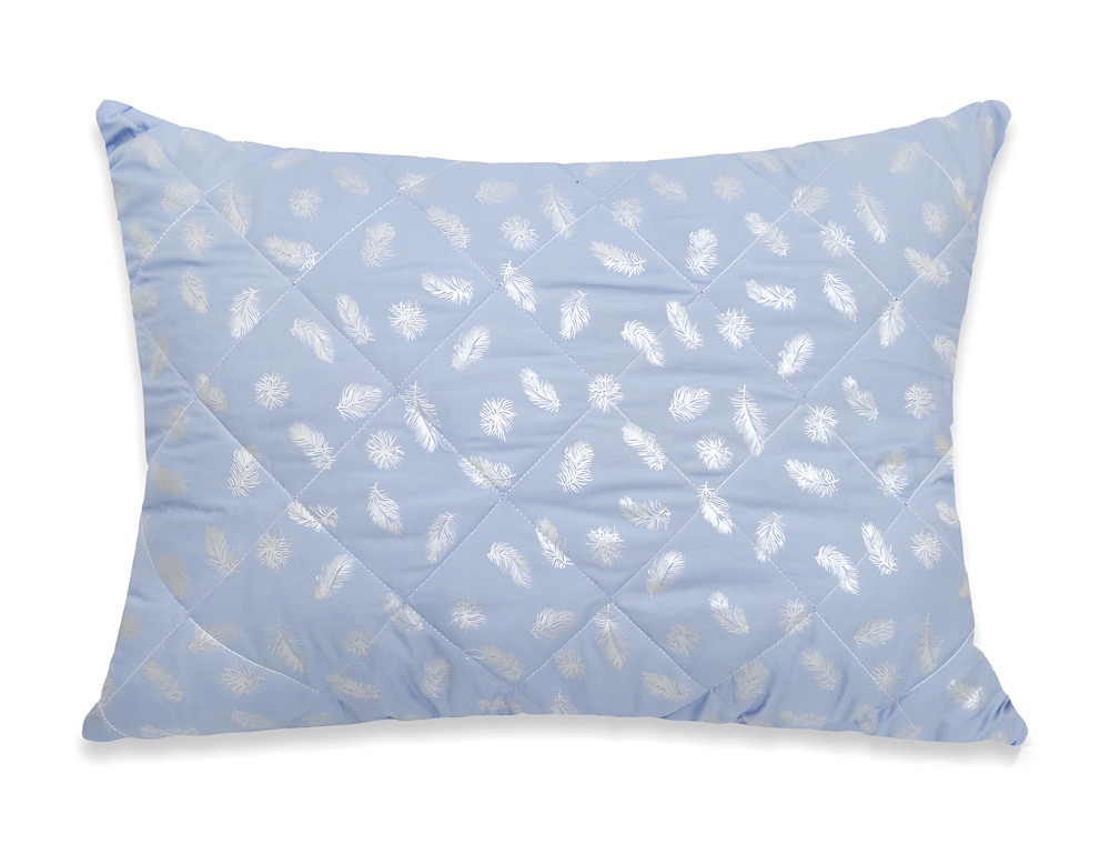 Подушка стьобана 50*70 мікрофібра/холлофайбер (блакитна) без блискавки