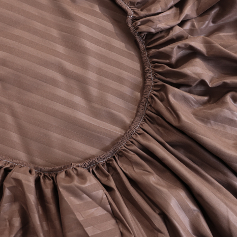 Простирадло на резинці (180*200*25) коричнева смужка №1222