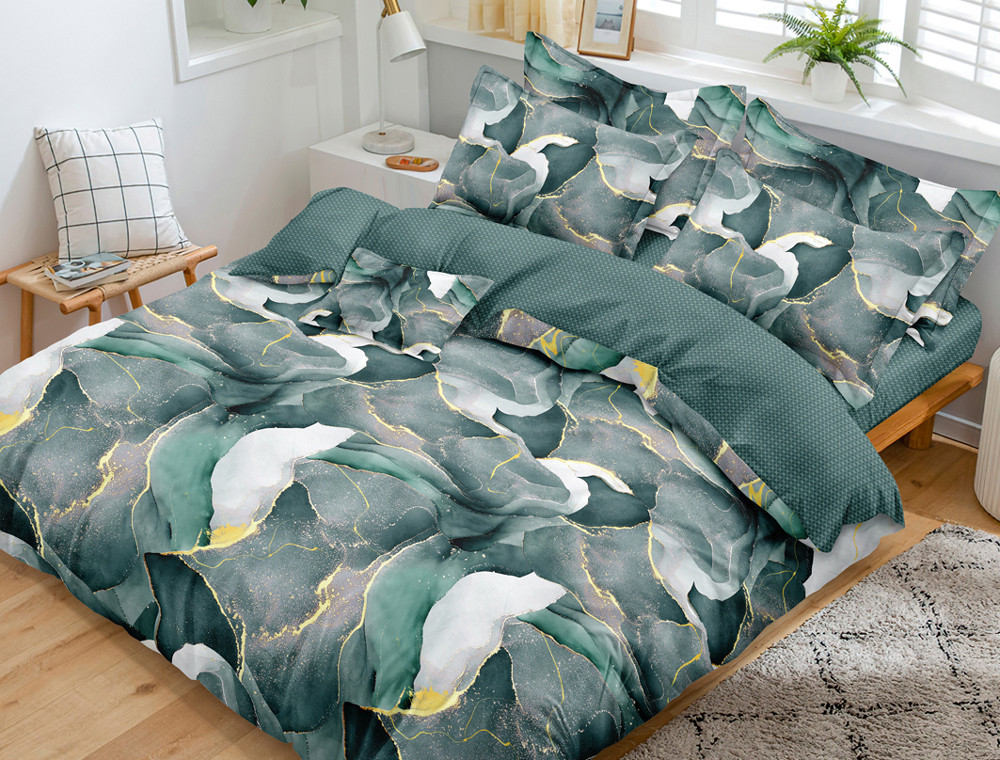 Семейный набор хлопкового постельного белья из Сатина №44191AB Черешенка™