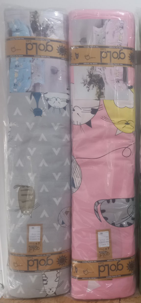 Ткань для постельного белья Бязь "Gold" Lux детская GLB8033-pink (A+B) - (50м+50м)