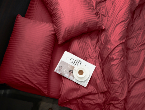 Полуторний набір постільної білизни 150*220 з Страйп Сатину №541840