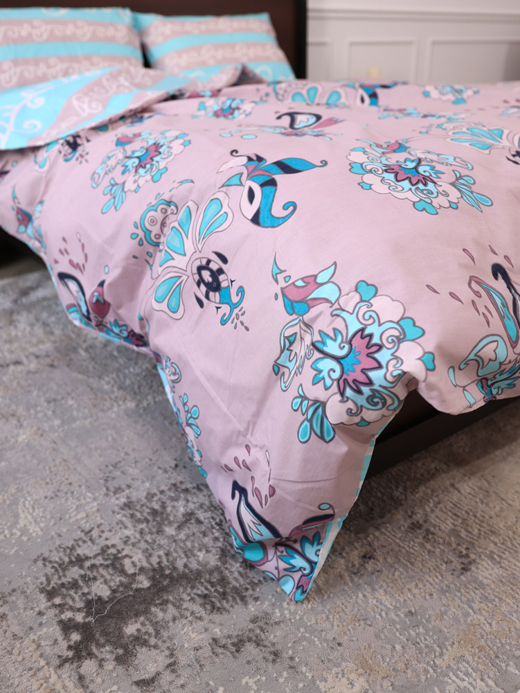 Полуторний набір постільної білизни 150*220 із Бязі "Gold" №15806AB Черешенка™