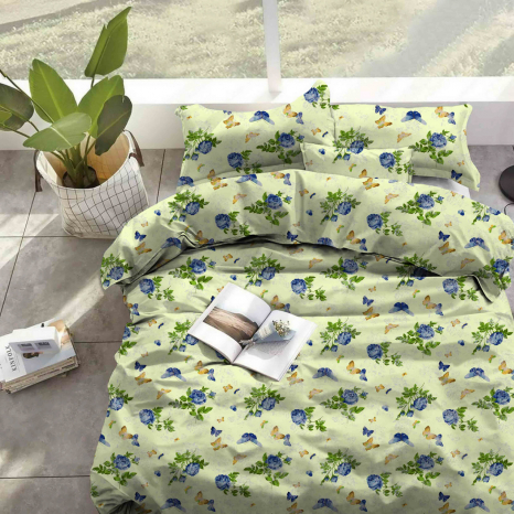 Тканина для постільної білизни Бязь "Gold" "Незвичайний квітковий принт" GLL6306blue