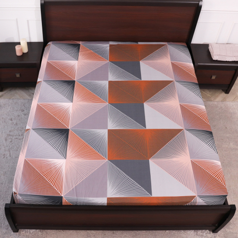 Простынь на резинке (160*200*25) серая с геометрическим принтом №662606