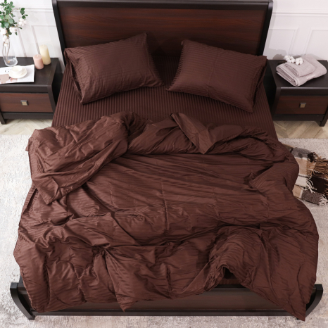 Сімейний набір постільної білизни зі Страйп Сатину №19-1012 Черешенка™