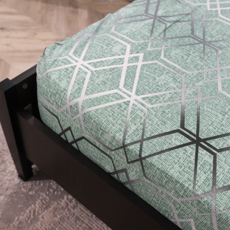 Простынь на резинке (160*200*25) зеленая геометрия №661236