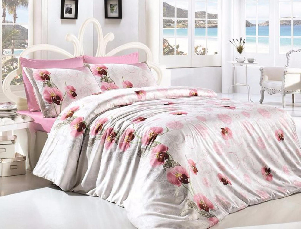 Полуторный набор постельного белья 160*220 из Ранфорса Leora Pembe First Choice™