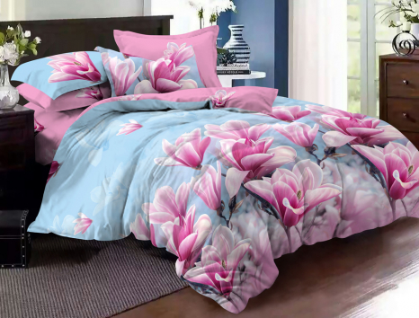 Полуторний набір постільної білизни 150*220 із Сатину №142AB Черешенка™