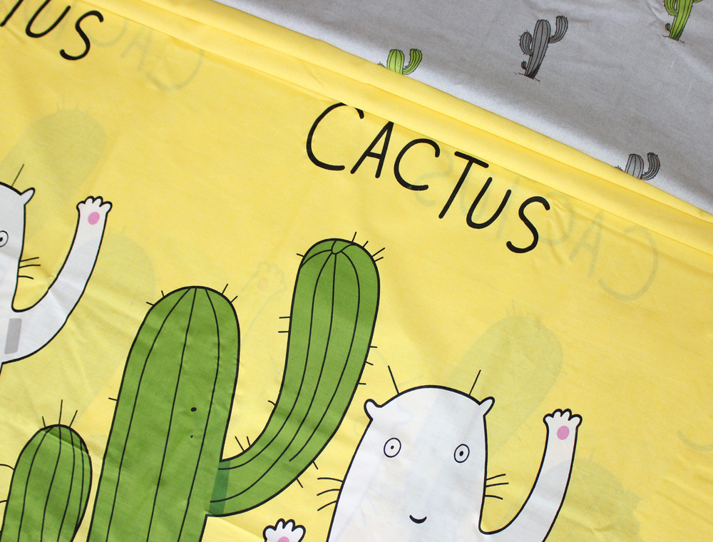 Тканина для постільної білизни Бязь "Gold" Lux  "Кактуси" GL955 (A+B) - (50м+50м)