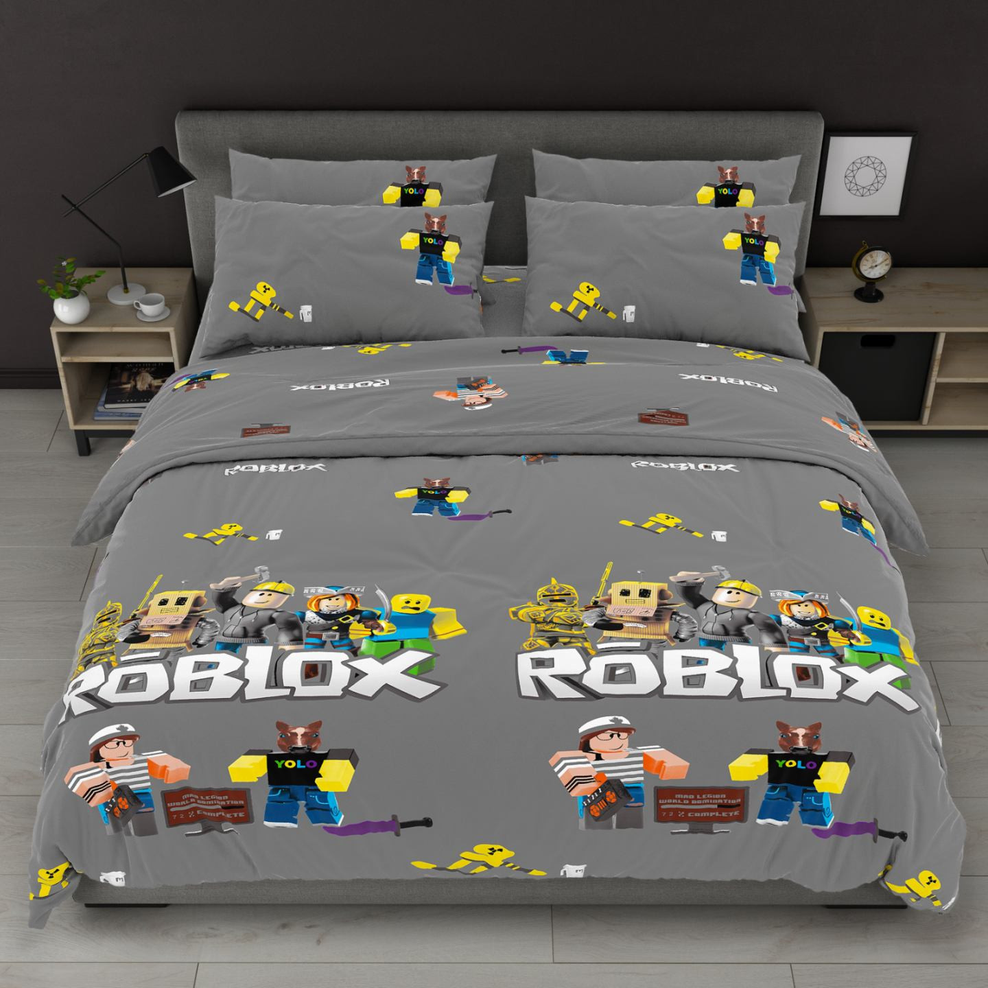 Тканина для постільної білизни Бязь "Gold" Lux дитяча GLB8211grey