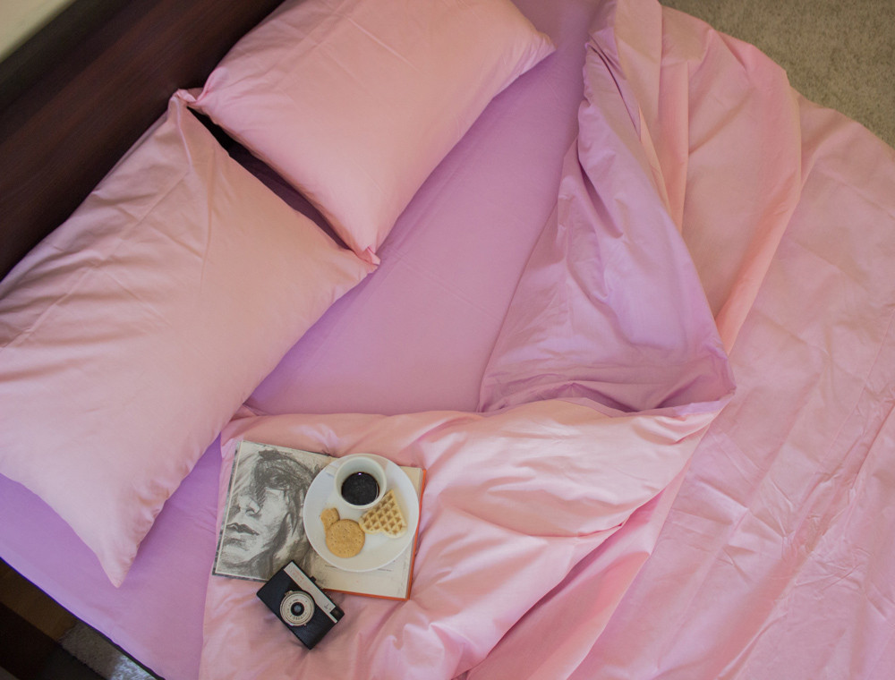 Полуторний набір однотонної постільної білизни 150*220 із Бязі "Gold" №15757AB Черешенька™